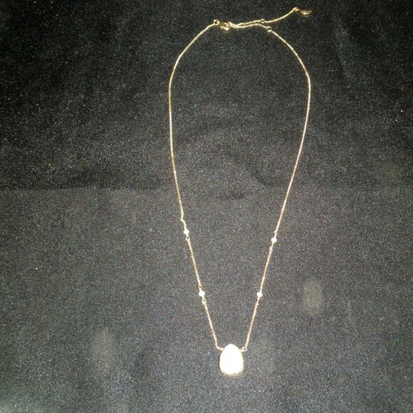 Luna Norte 14K Gold Plated Necklace White Druzy Quartz - Picture 3 of 6